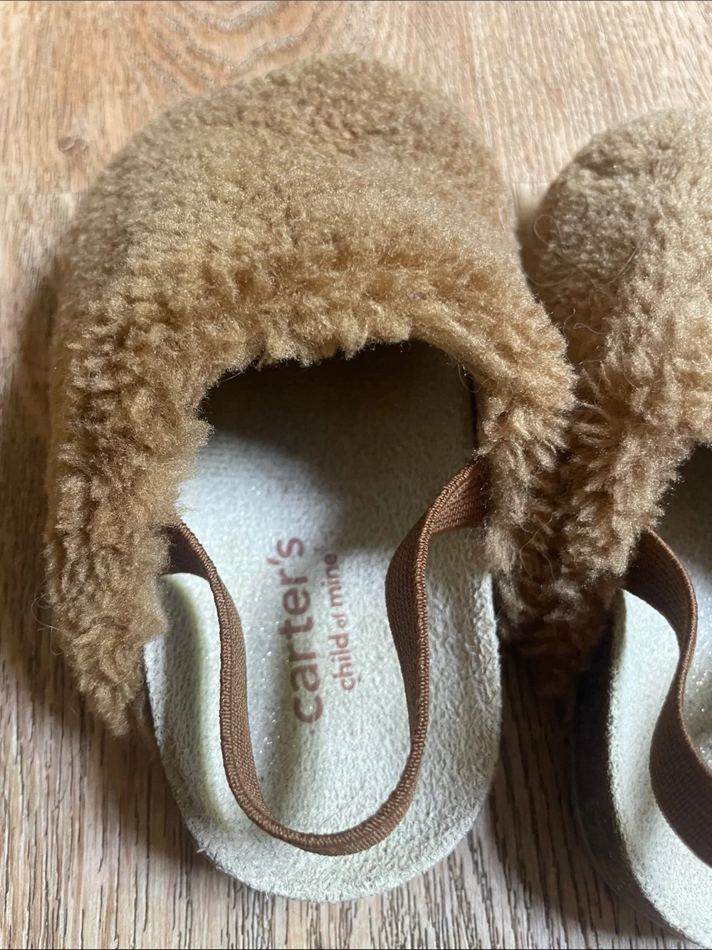 Carters Slipper Faux Shearling Elastic Strap 6-12M Cozy Footwear